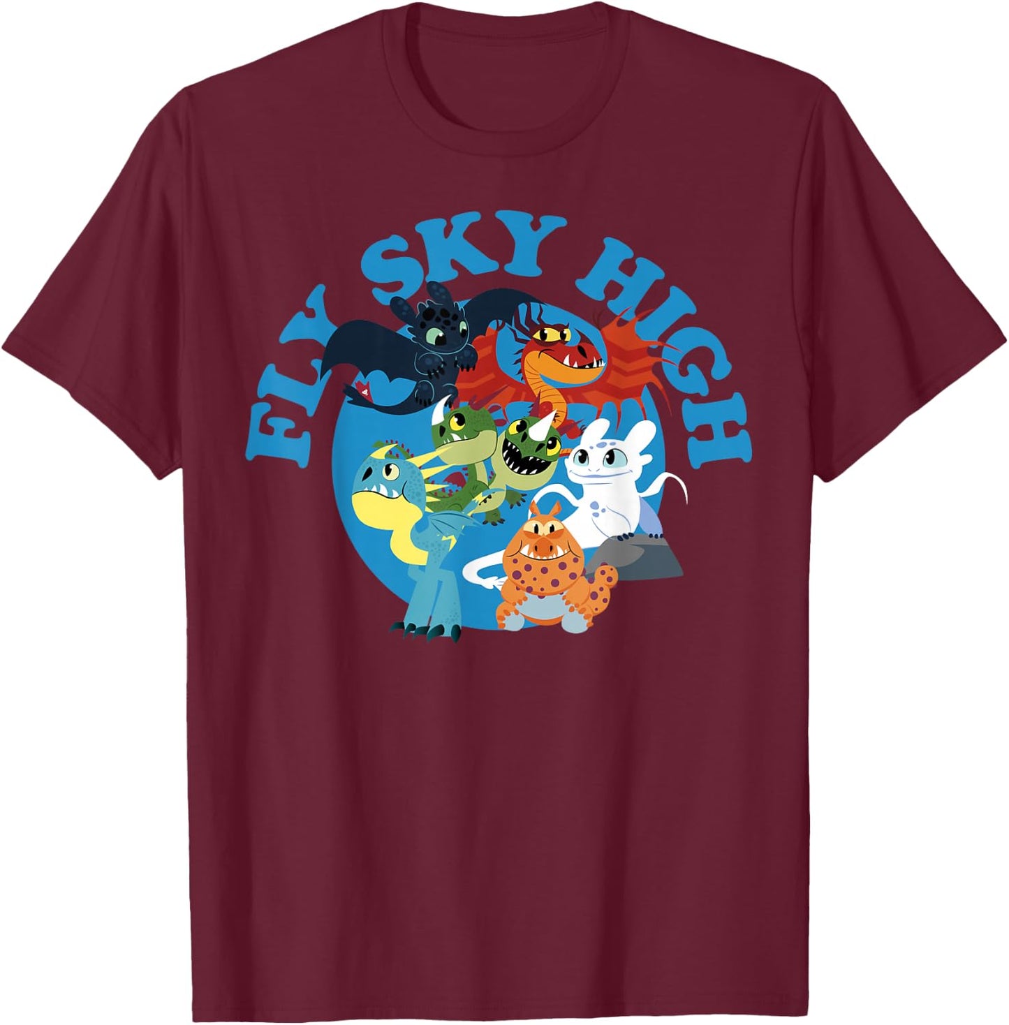 How to Train Your Dragon 3 Hidden World Sky High T-Shirt - T-Shirt | Maroon