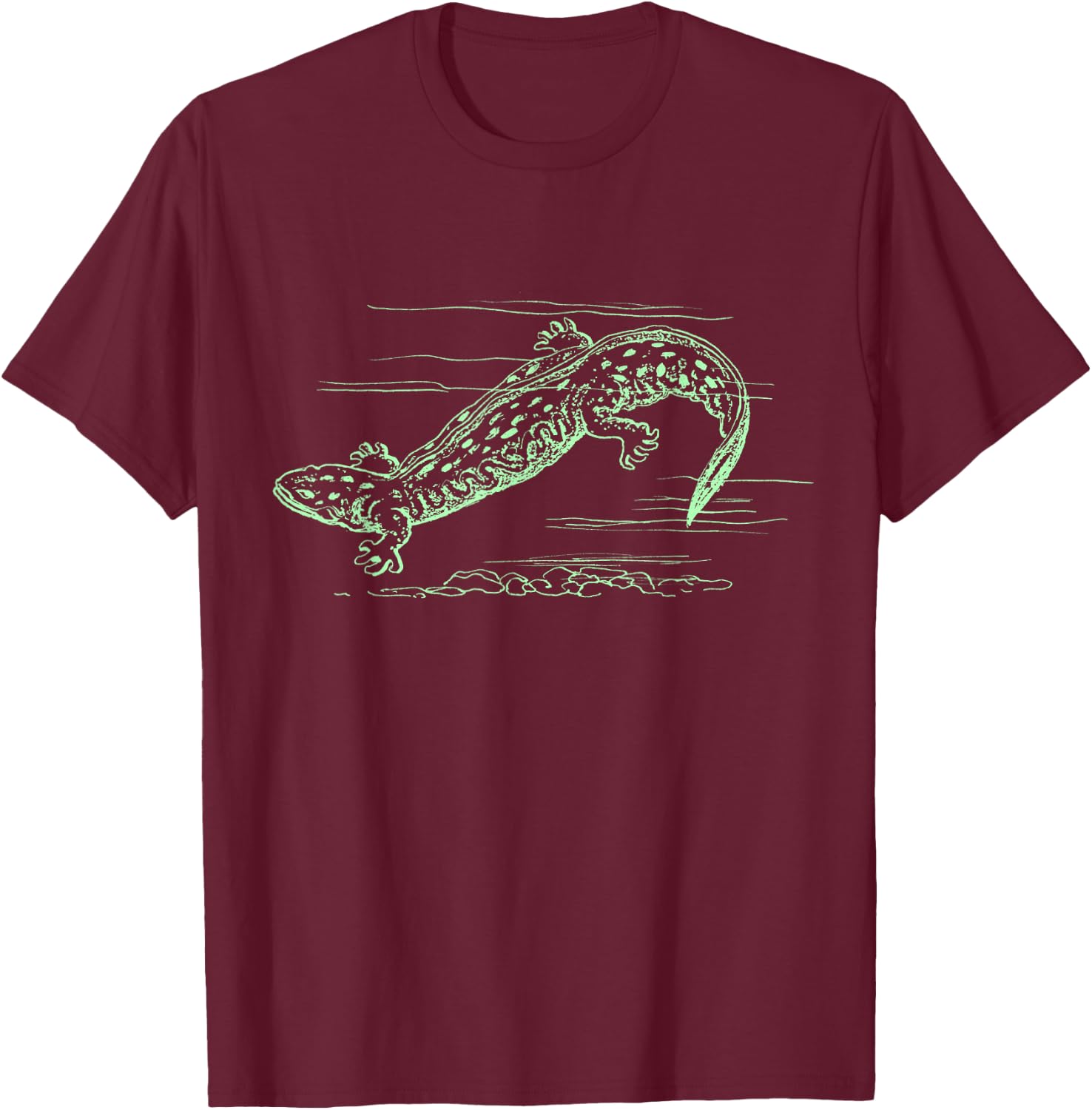 Cool Hellbender Salamander Graphic Biologist T Shirt T-Shirt - T-Shirt | Maroon