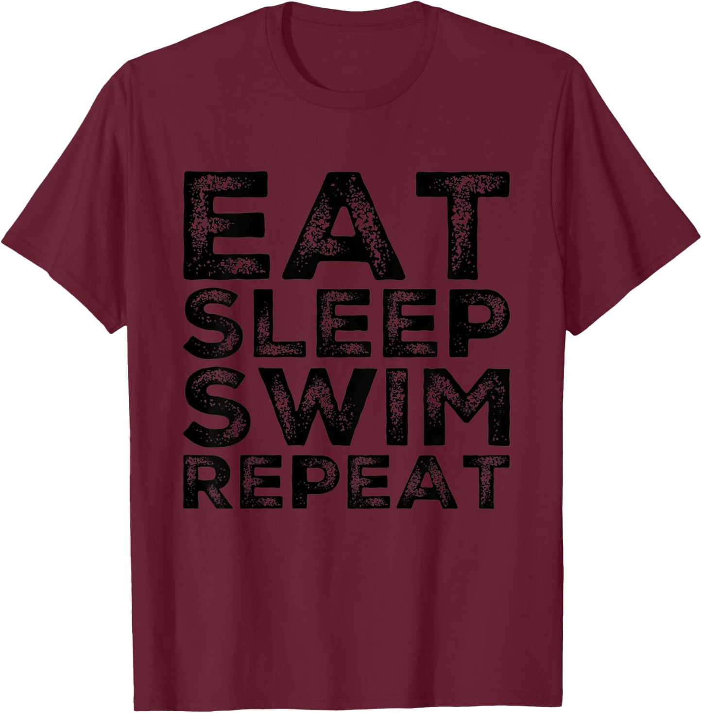 Kids Eat Sleep Swim Repeat Boys Girls Swimming Lessons T-Shirt - T-Shirt | Maroon