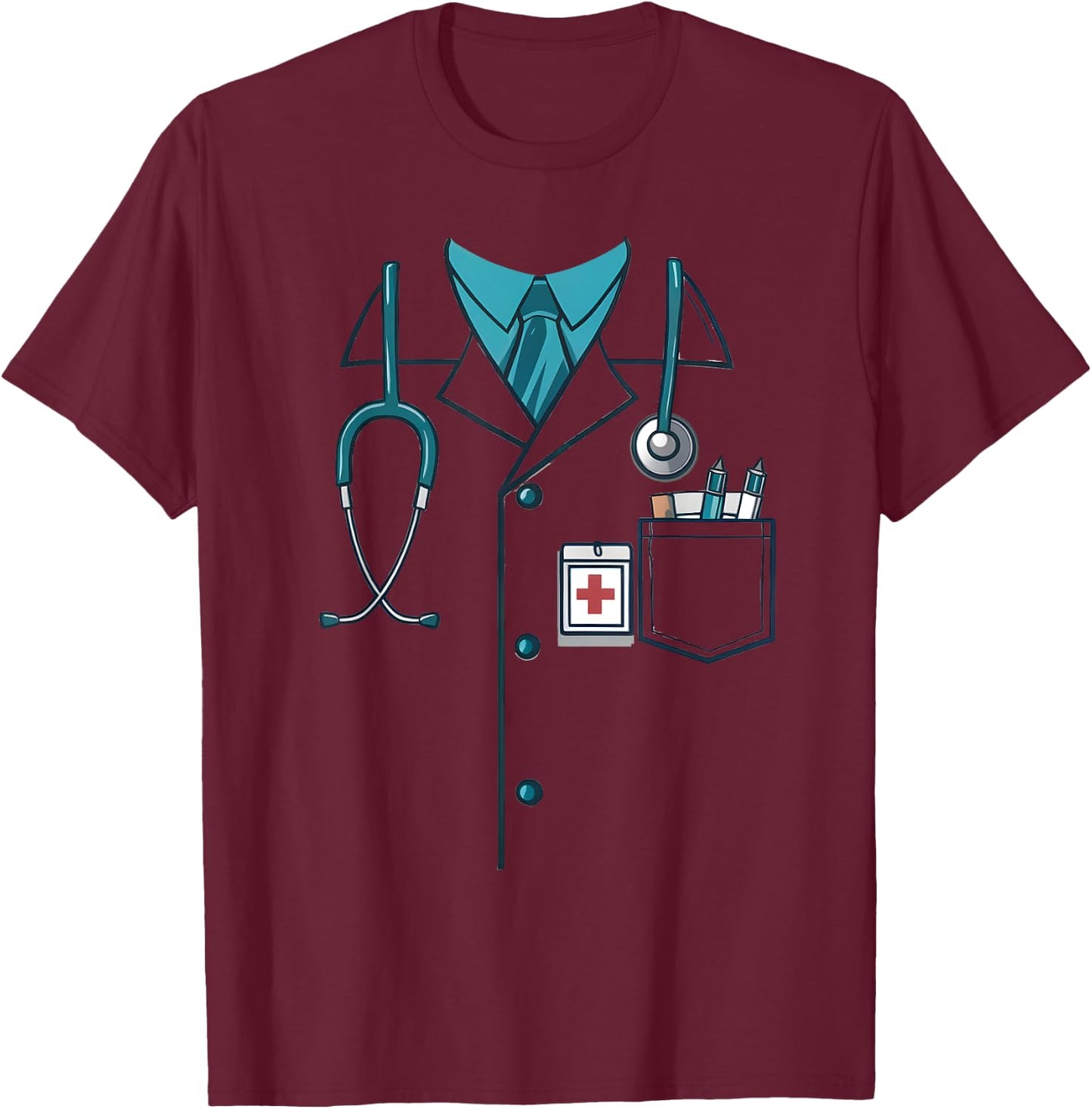 Doctor Halloween Costume Cosplay White Lab Coat Kids T-Shirt - T-Shirt | Maroon