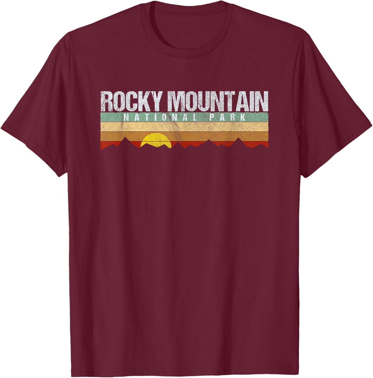 Vintage Rocky Mountain National Park Retro T-Shirt - T-Shirt | Maroon