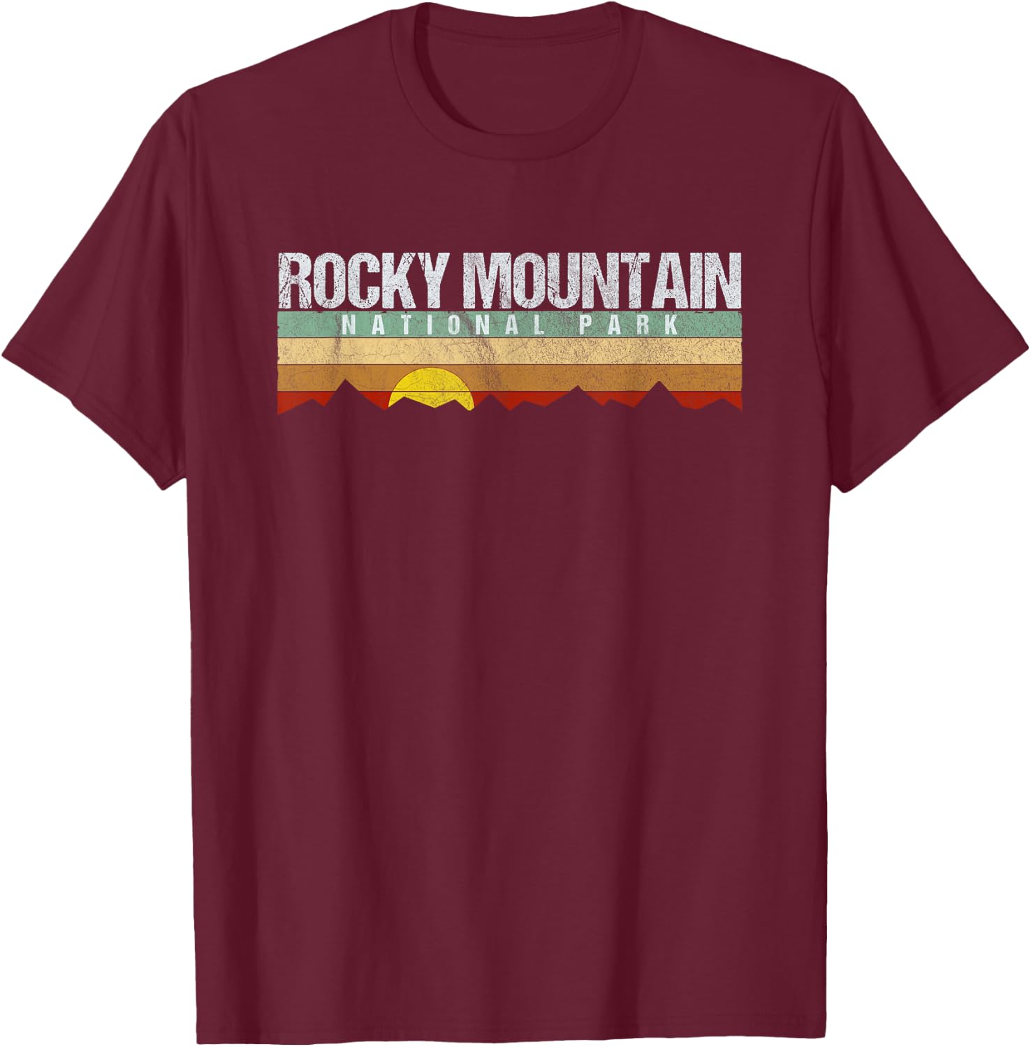 Vintage Rocky Mountain National Park Retro T-Shirt - T-Shirt | Maroon