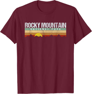 Vintage Rocky Mountain National Park Retro T-Shirt - T-Shirt | Maroon