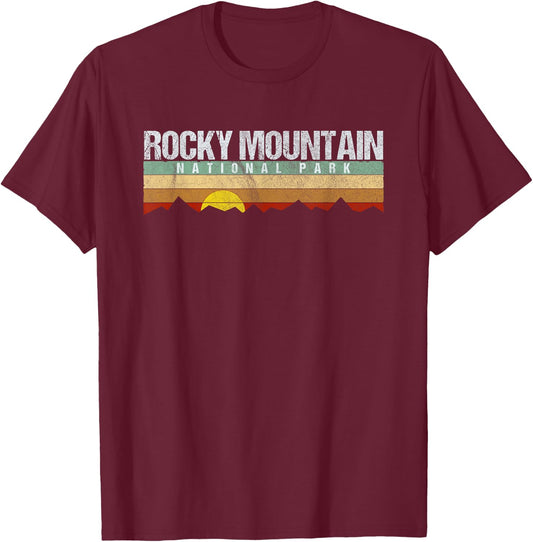 Vintage Rocky Mountain National Park Retro T-Shirt - T-Shirt | Maroon