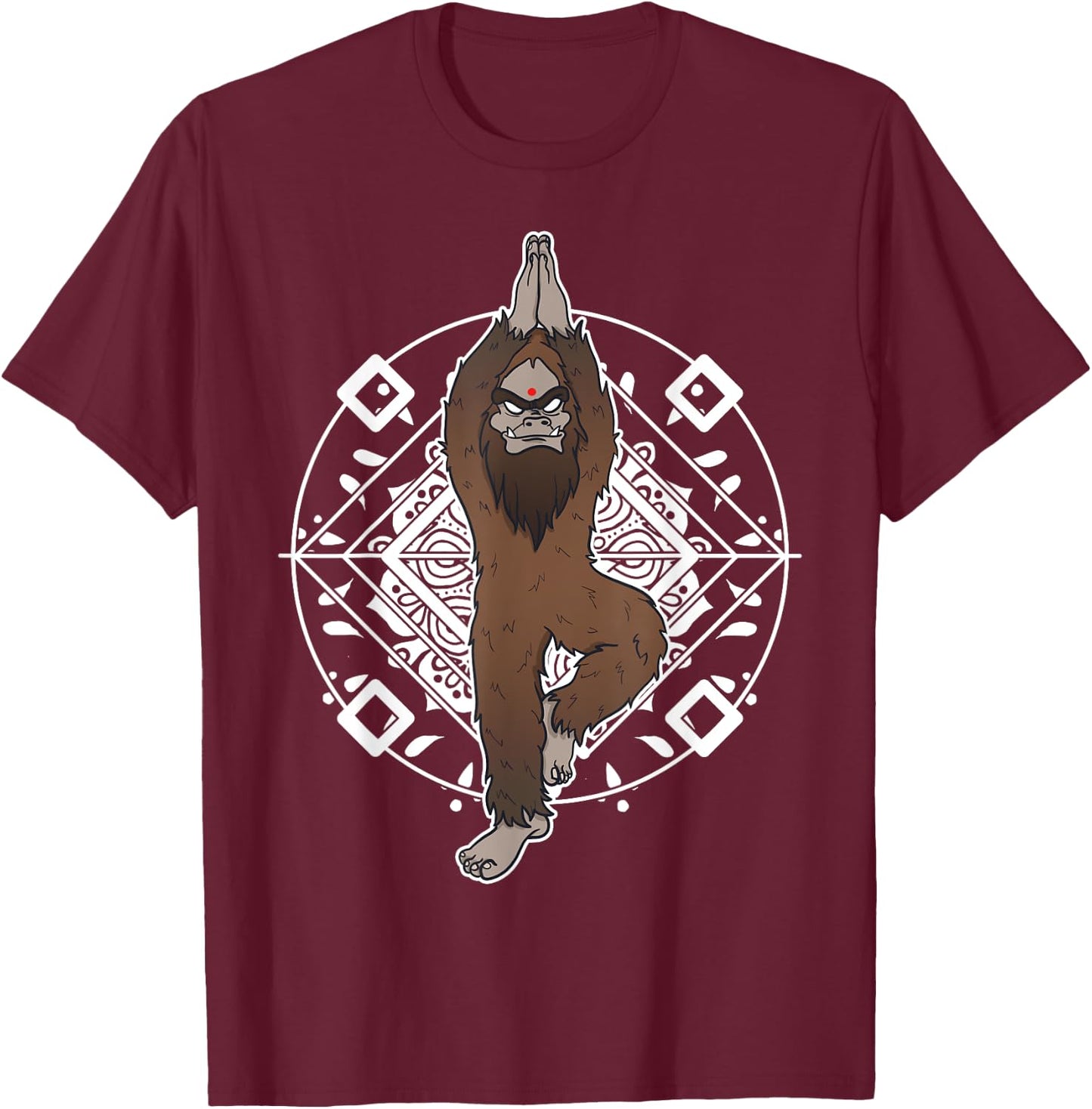 Bigfoot Sasquatch Yeti Yoga Meditation Funny Gift T-Shirt - T-Shirt | Maroon