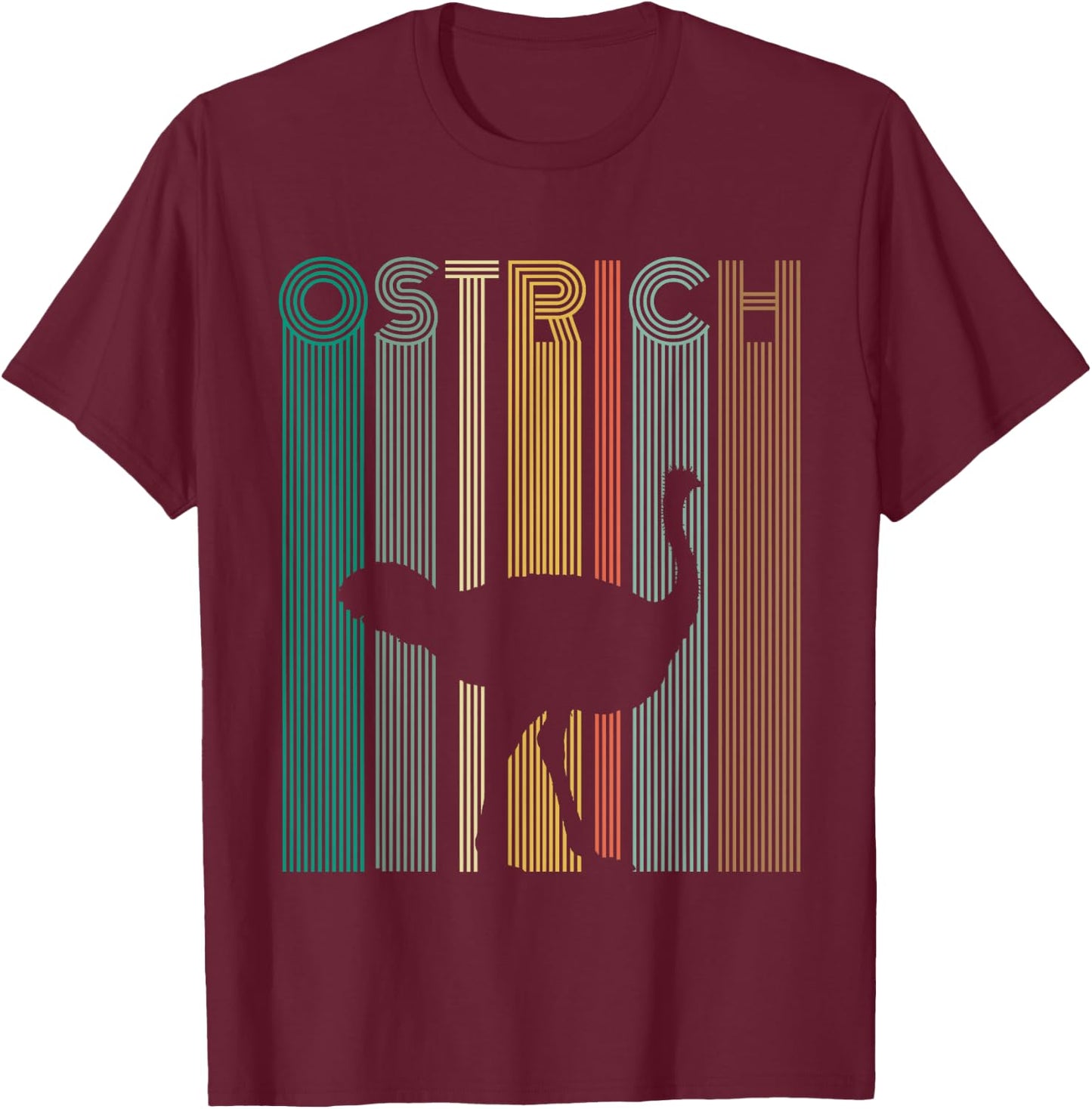 Vintage Ostrich Retro Ostrich Shirt Women Men Kids T-Shirt - T-Shirt | Maroon