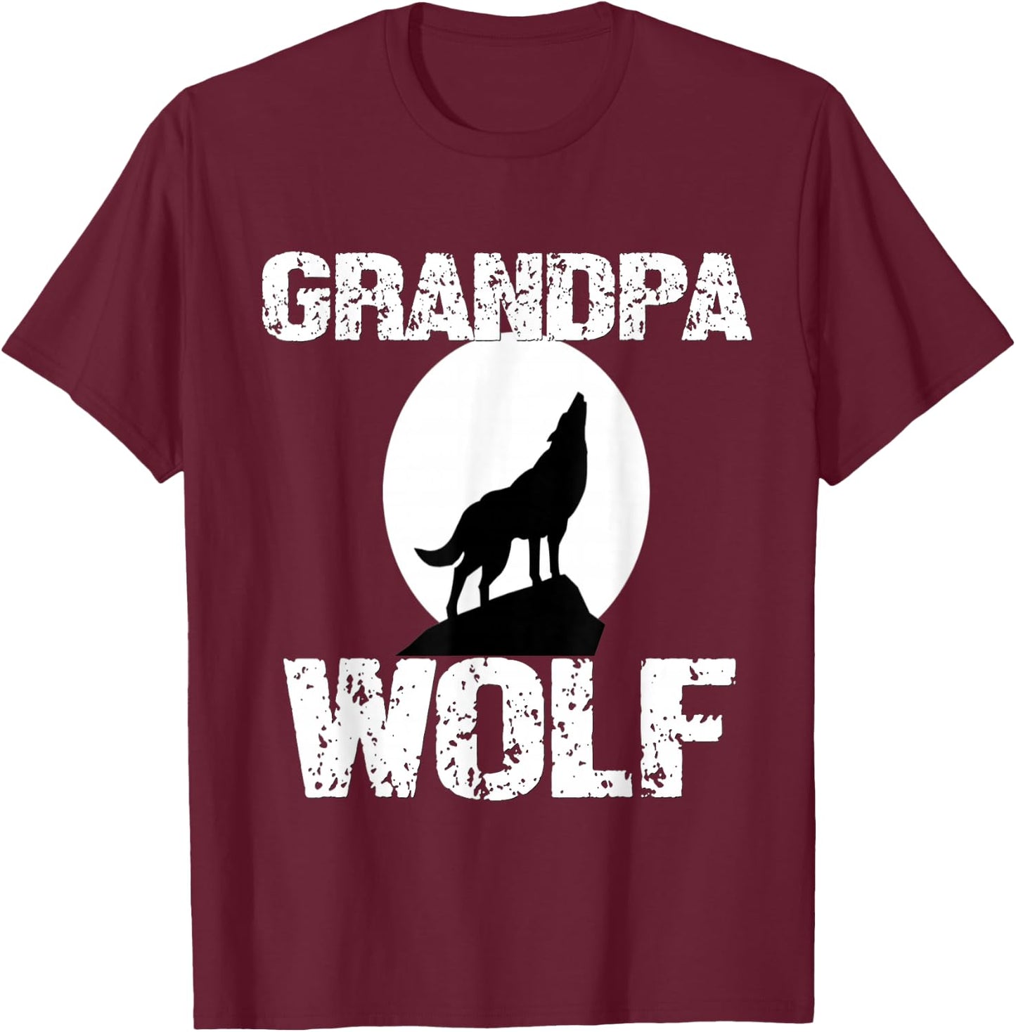 Grandpa Wolf Matching Family Tribe Wolves Moon Dad Papa T-Shirt - T-Shirt | Maroon