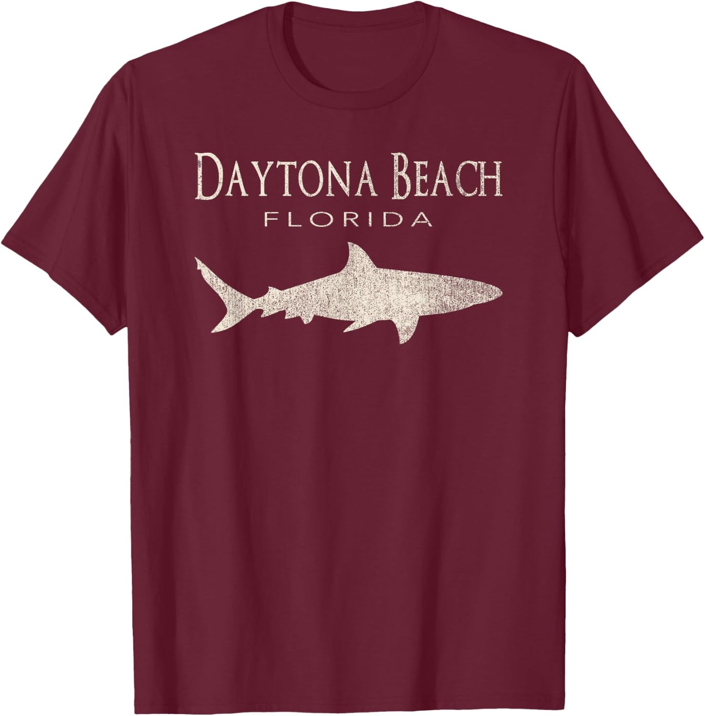 Retro Daytona Beach FL Shark Men Women Kids T-Shirt - T-Shirt | Maroon