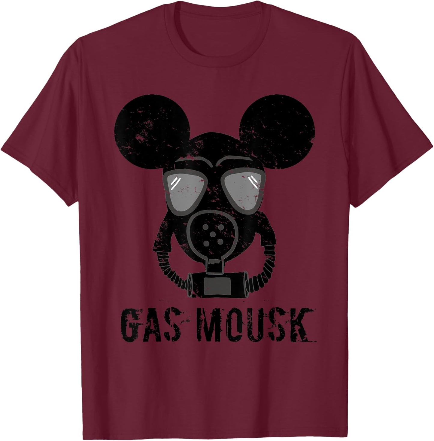 Funny Satire Dark Humor Gas Mousk Mouse Cartoon Comic Gift T-Shirt - T-Shirt | Maroon