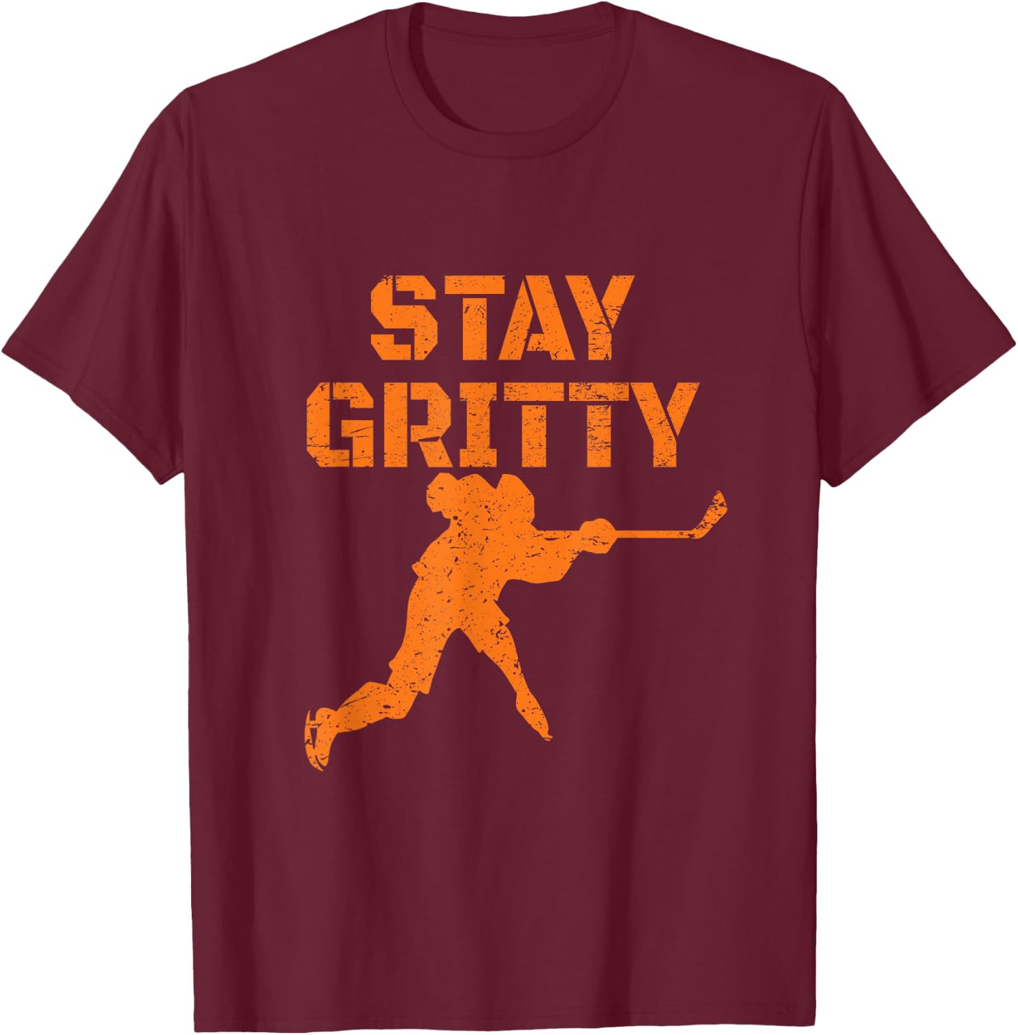 Stay Gritty Funny Ice Hockey Philly Gift Vintage T-Shirt - T-Shirt | Maroon