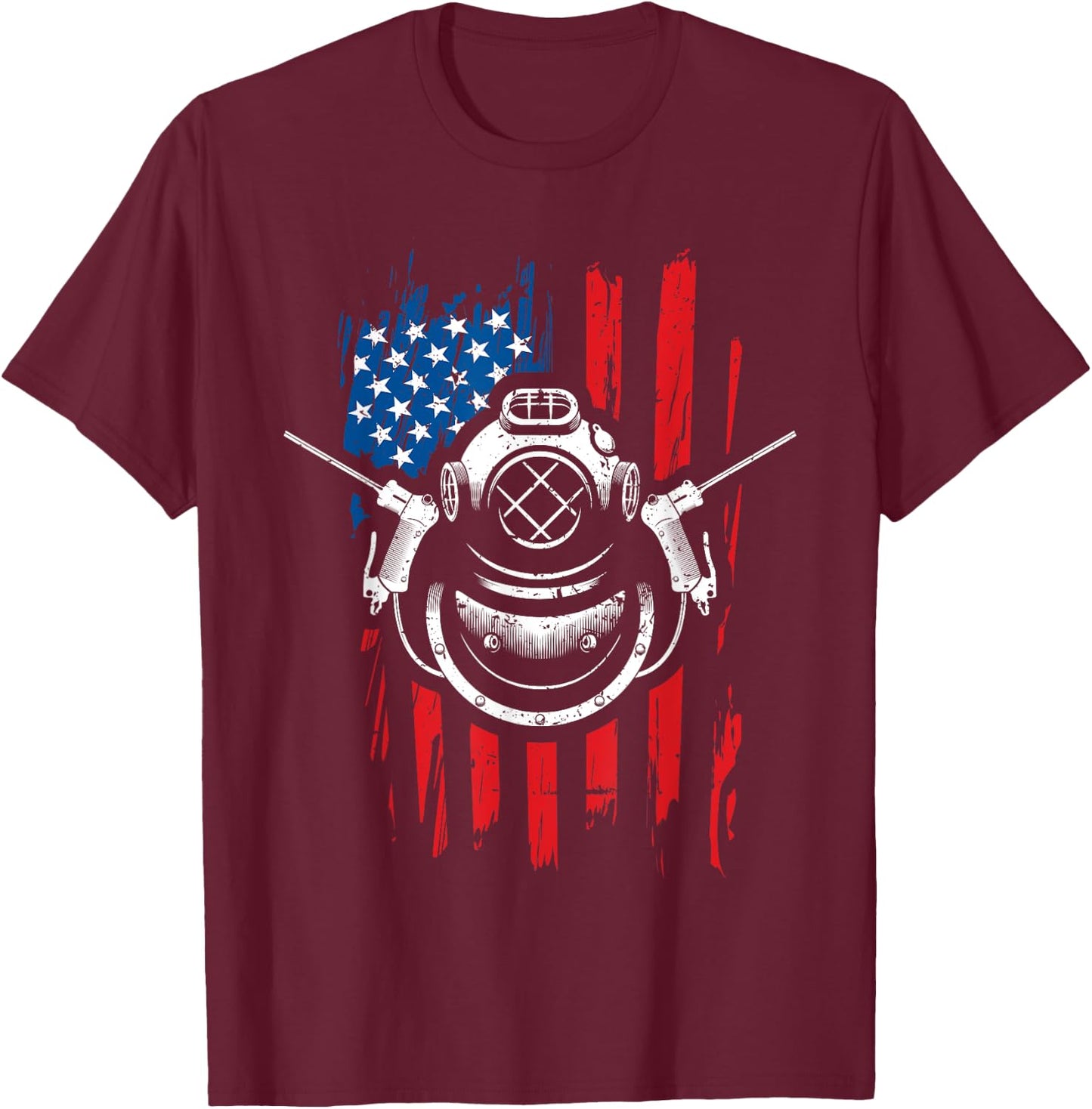 Patriotic Underwater Welding American Flag 4th of July Shirt T-Shirt - T-Shirt | Maroon