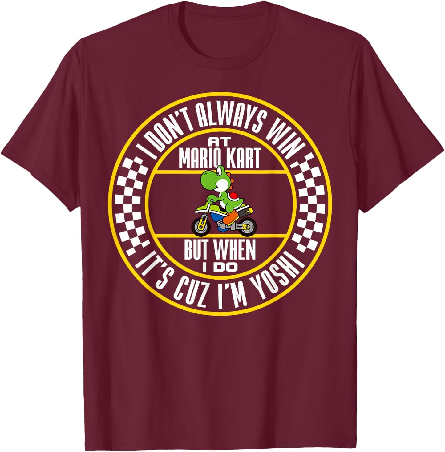 Nintendo Mario Kart Winning As Yoshi Graphic Small T-Shirt - T-Shirt | Maroon