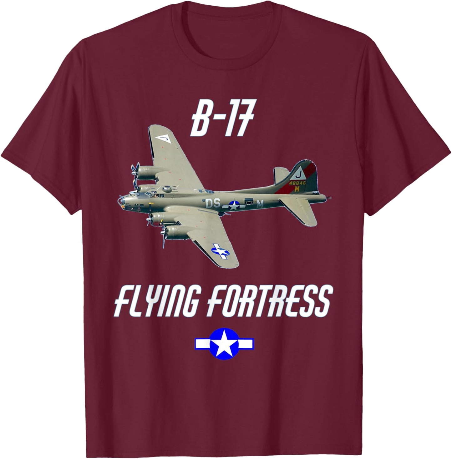 B-17 Flying Fortress World War 2 US Army Air Force T-Shirt - T-Shirt | Maroon