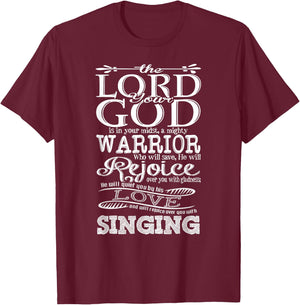 Bible Verse Shirt - Lord God Zephaniah 3:17 Christian Gift T-Shirt - T-Shirt | Maroon