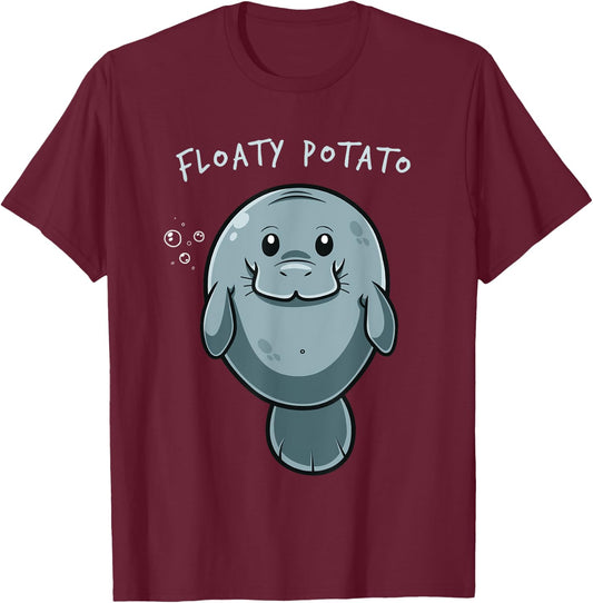 Floaty Potato Funny Manatee Sea Animal Manatees Potatoes T-Shirt - T-Shirt | Maroon