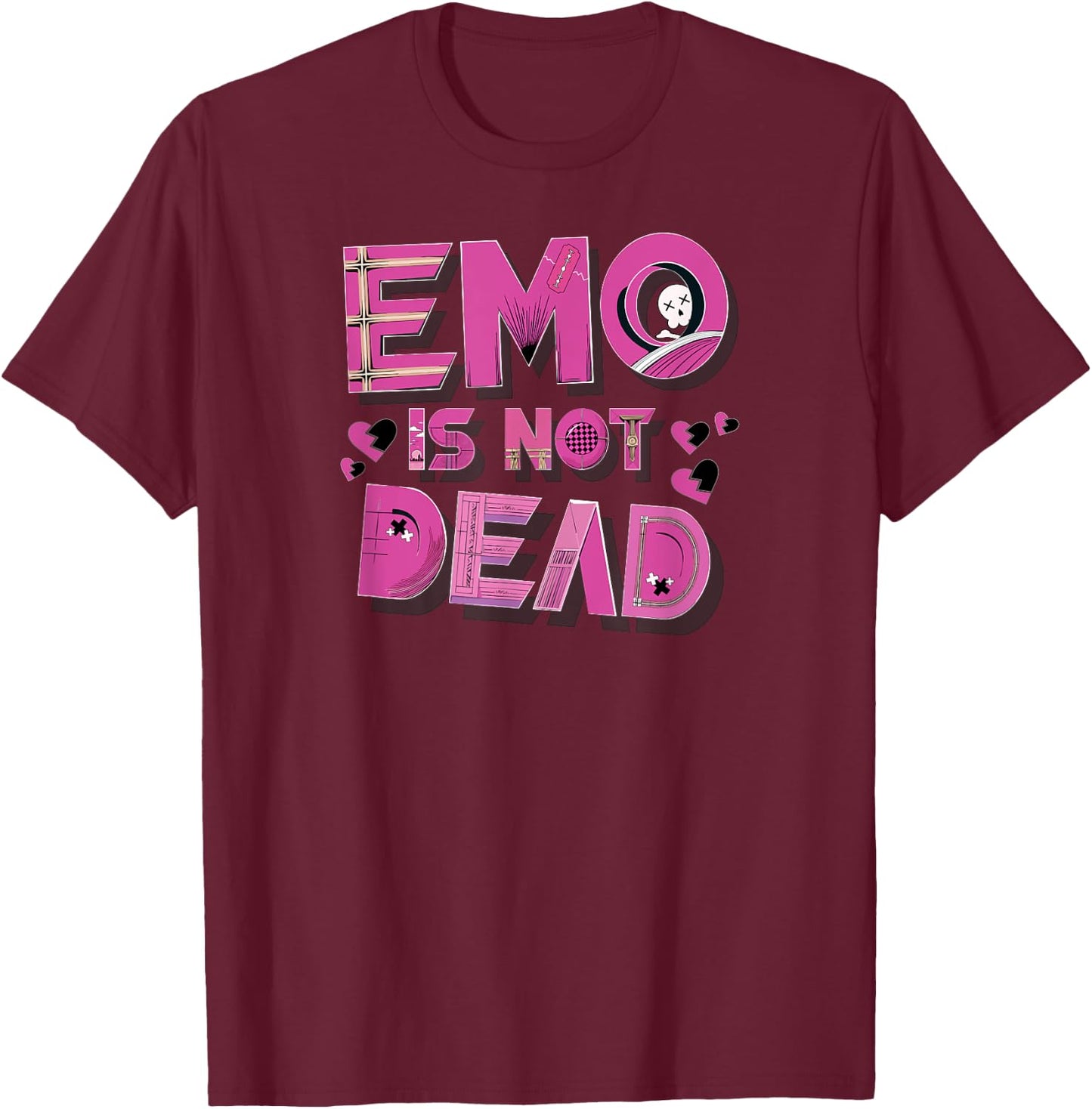Emo Night Is Not Dead T-Shirt - T-Shirt | Maroon