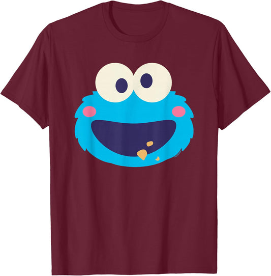 Sesame Street Cookie Monster Kawaii Face Halloween Costume T-Shirt - T-Shirt | Maroon