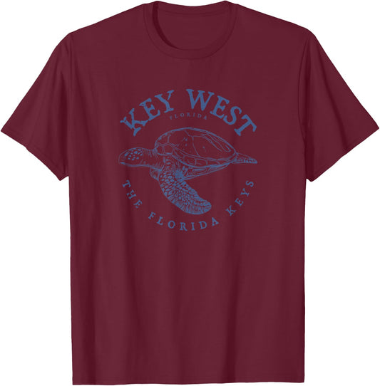 Key West Turtle Florida Keys Scuba Fishing Diving T-Shirt - T-Shirt | Maroon
