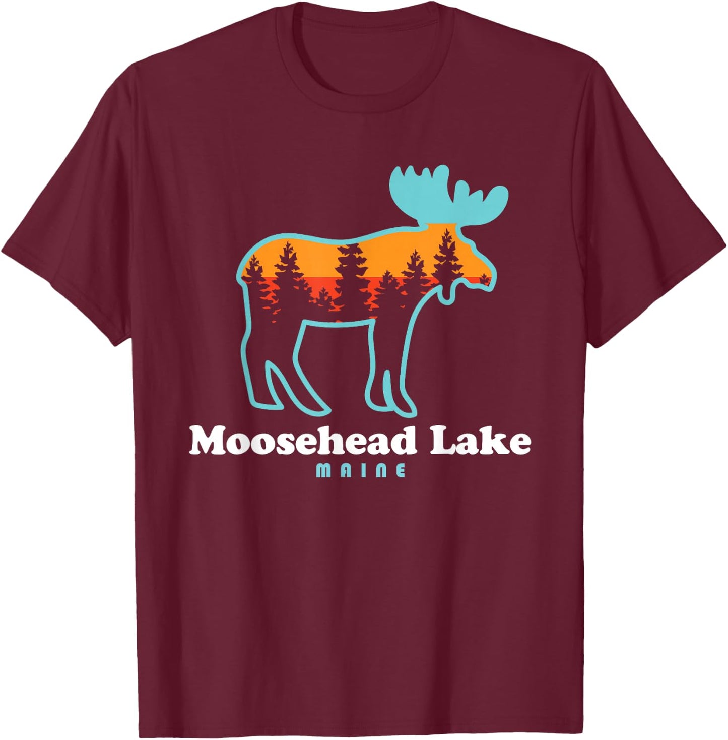 Moosehead Lake Maine - Moose Moosehead Lake T-Shirt - T-Shirt | Maroon