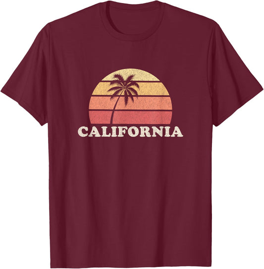 California Vintage T Shirt Retro 70s Throwback Design T-Shirt - T-Shirt | Maroon