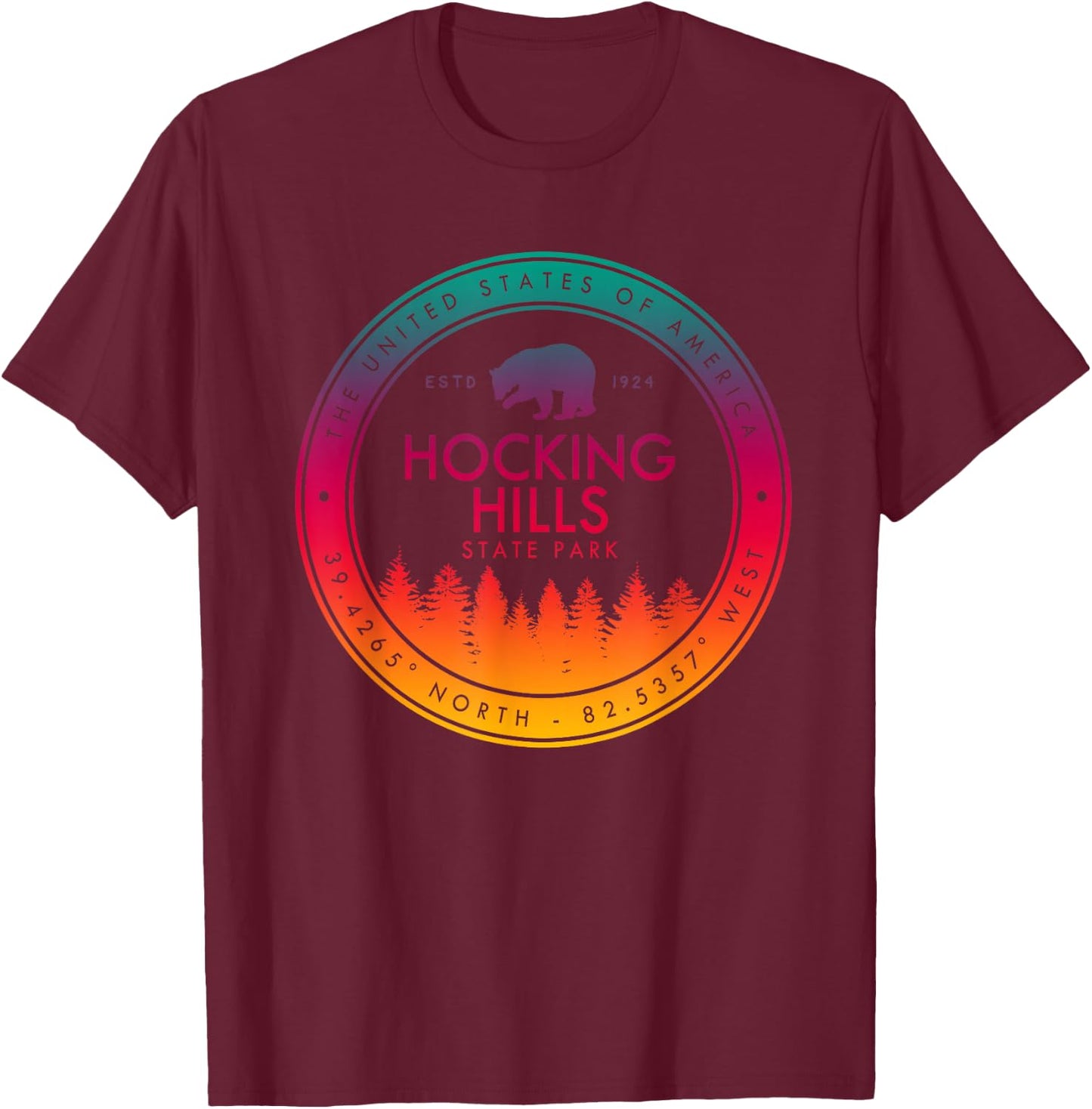 Hocking Hills State Park Ohio Gifts OH T-Shirt - T-Shirt | Maroon