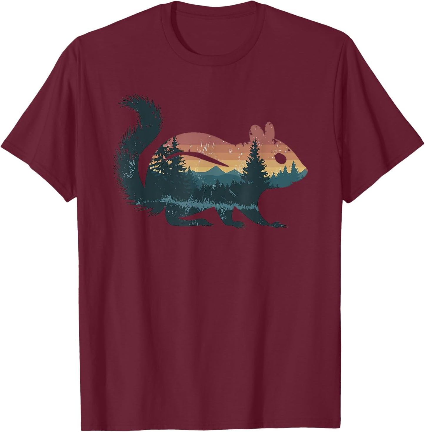 Chipmunk Hunting Hiking Outdoor Camping Forest Men Women T-Shirt - T-Shirt | Maroon