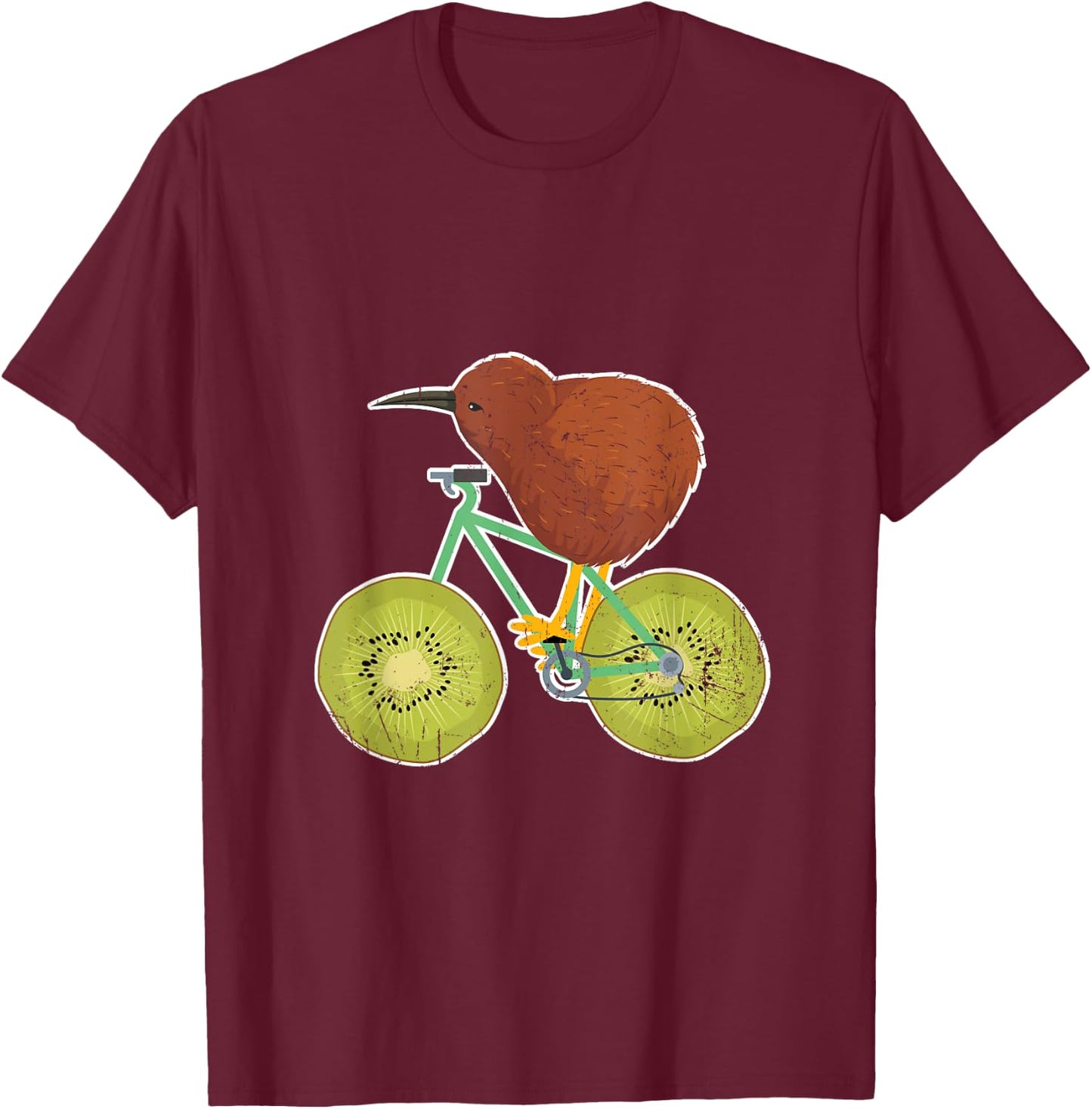 New Zealand Bicycle for Kiwi Fruit Lovers T-Shirt - T-Shirt | Maroon