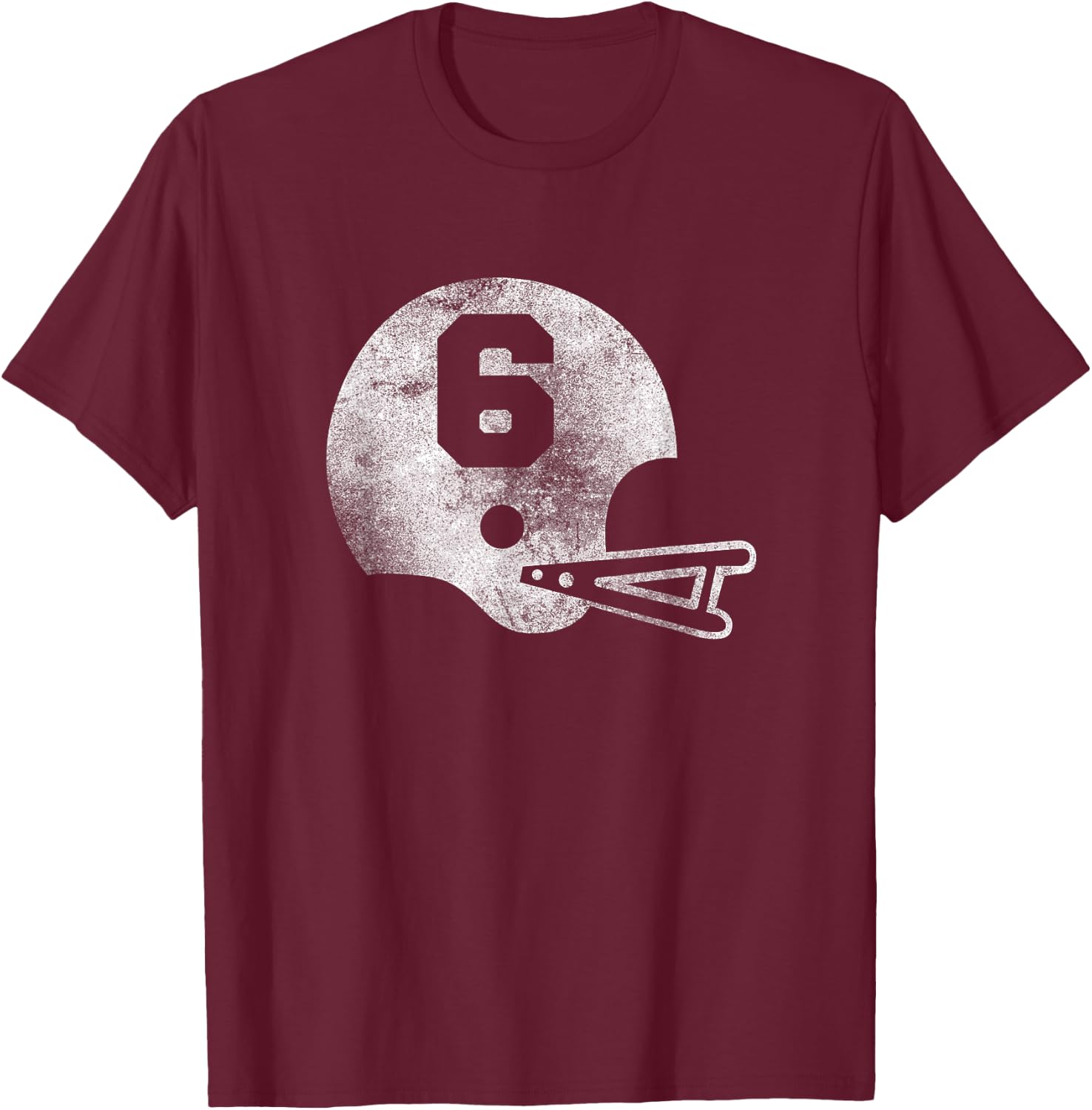 Vintage Football Jersey Number 6 Player Number T-Shirt - T-Shirt | Maroon
