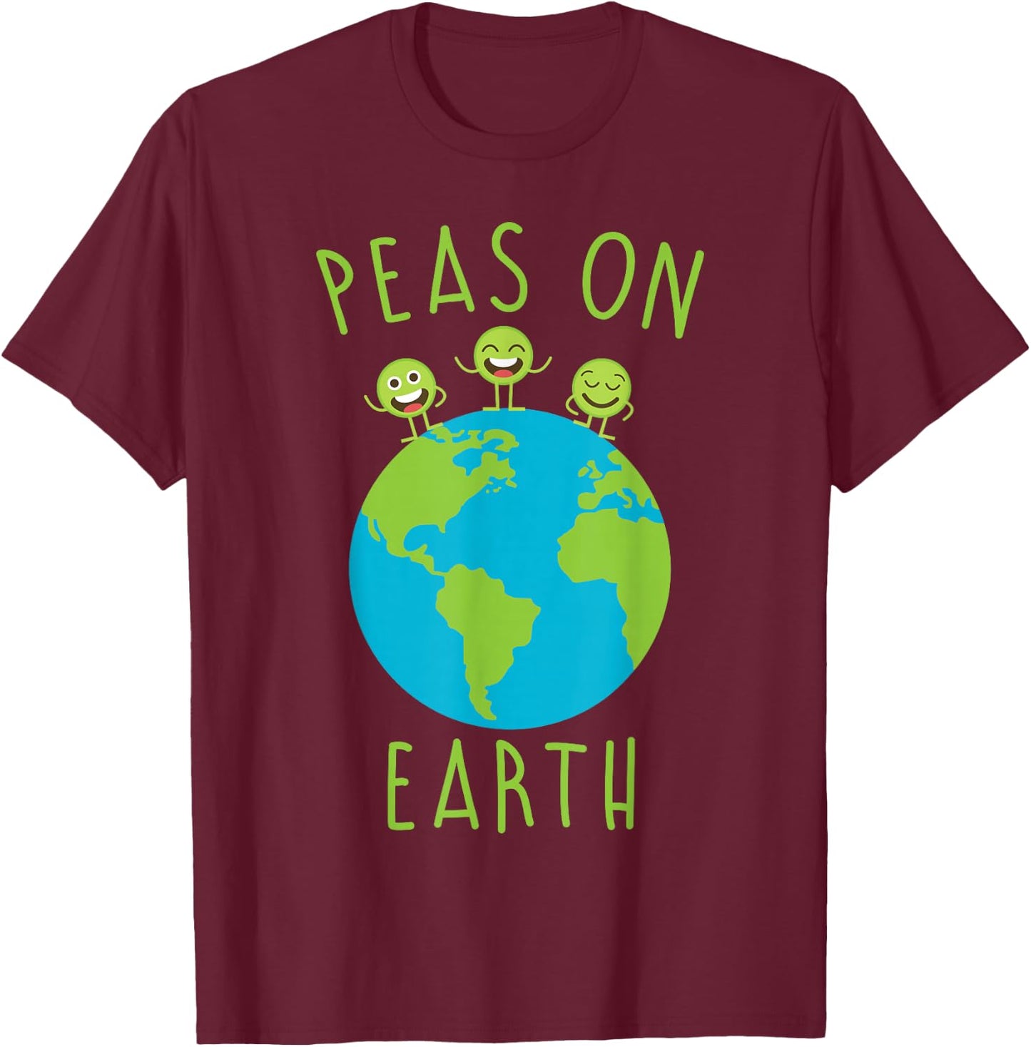 Funny Shirts Peas On Earth Peace Men Women Kids Gifts T-Shirt - T-Shirt | Maroon