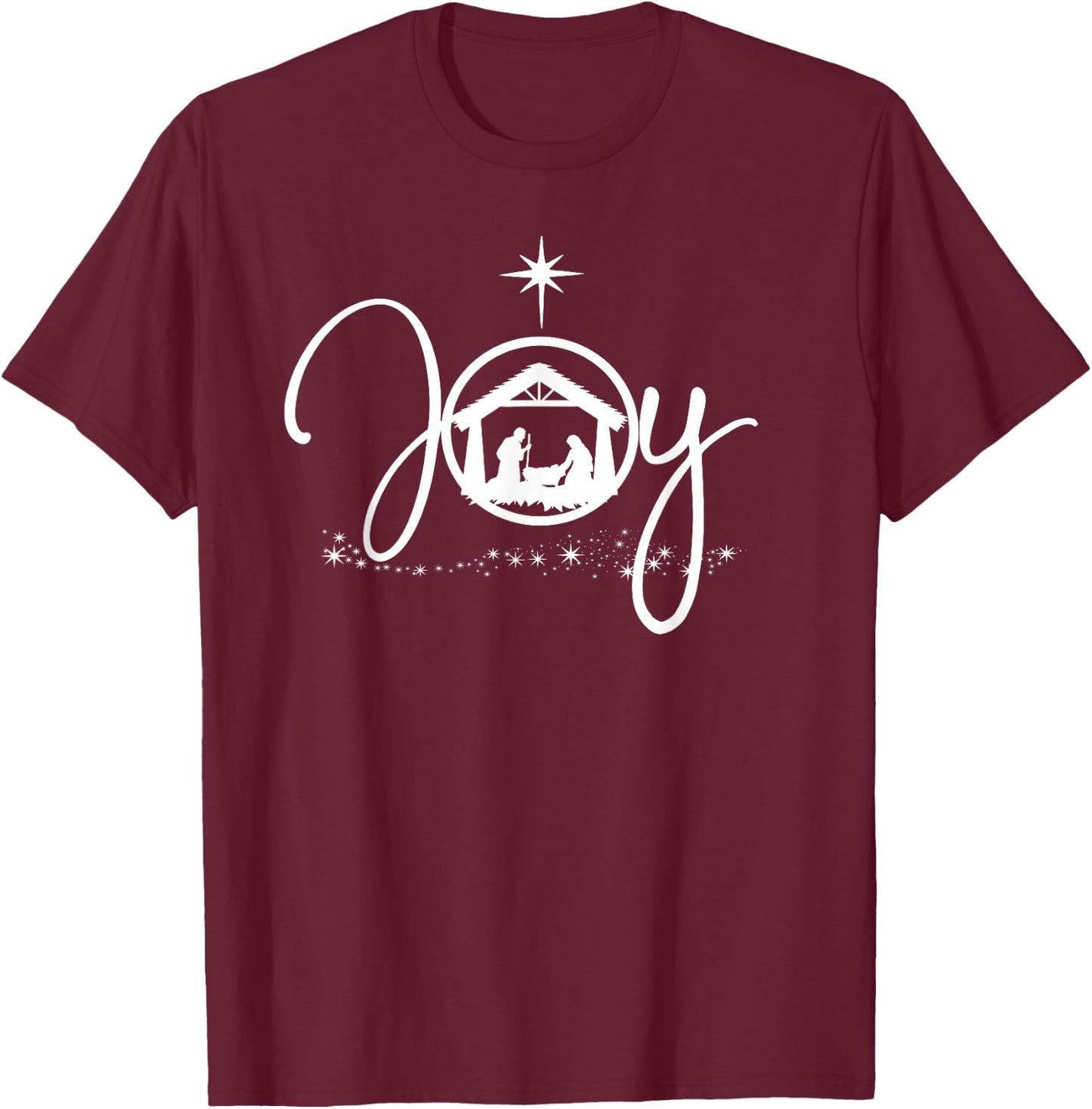 Christian Christmas Joy Jesus Nativity Scene Faith Gift,Short Sleeve T-Shirt - T-Shirt | Maroon