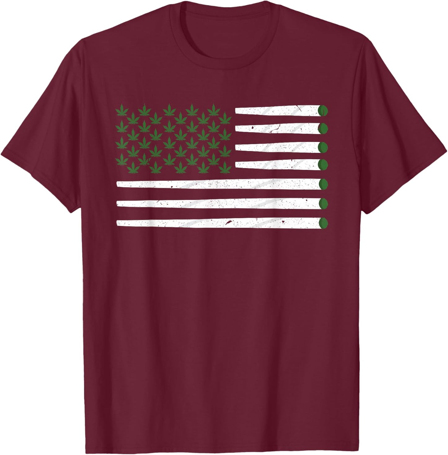 Weed Cannabis Patriot Joint American Flag Marijuana Gift Men T-Shirt - T-Shirt | Maroon