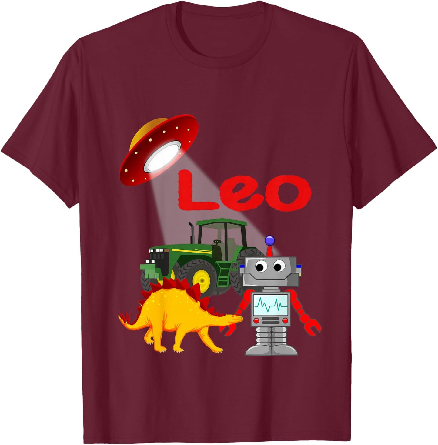 Kids Leo Personalized Custom Name Boys T-Shirt - T-Shirt | Maroon