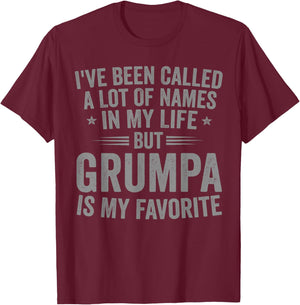 Grumpa is My Favorite Name Funny T-Shirt - T-Shirt | Maroon