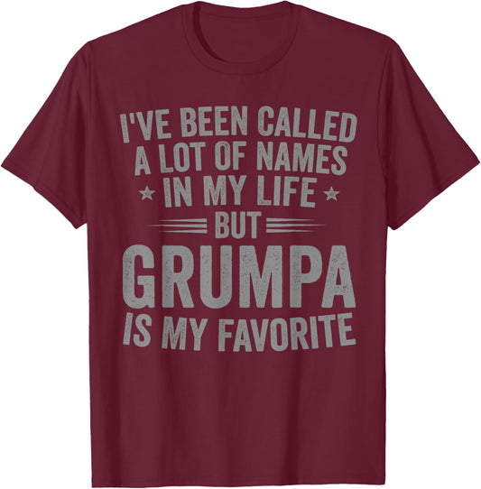 Grumpa is My Favorite Name Funny T-Shirt - T-Shirt | Maroon