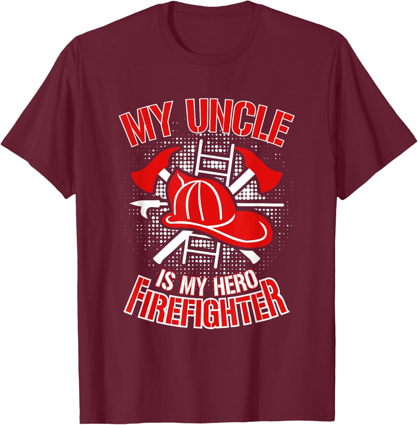 Firefighter Uncle T Shirt Gift Thin Red Line Family Shirt T-Shirt - T-Shirt | Maroon