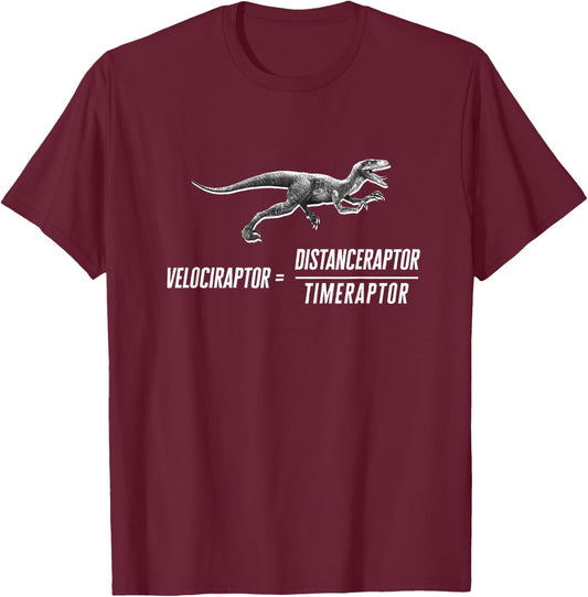 Math Geek Dinosaur Velociraptor Equation v2 Small T-Shirt - T-Shirt | Maroon