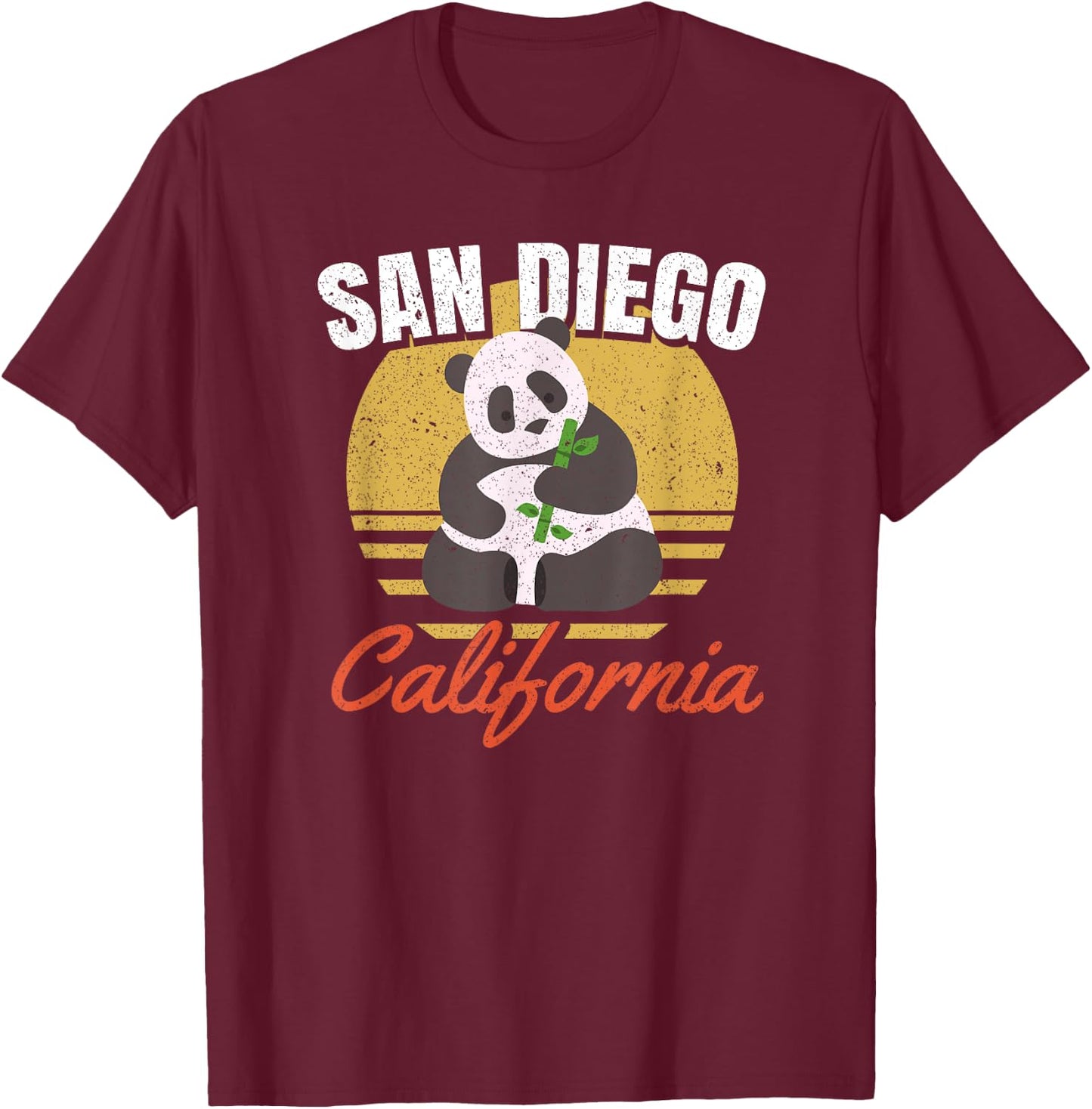 San Diego Shirt-Retro Panda Zoo-California State T Shirt T-Shirt - T-Shirt | Maroon