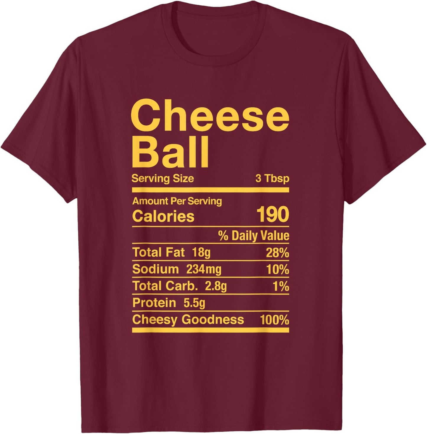Cheese Ball Retro Nutrition Facts Matching T-Shirt - T-Shirt | Maroon
