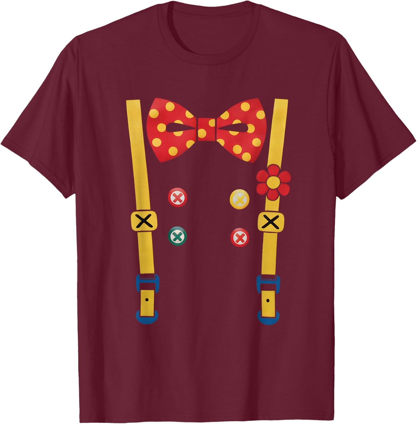 Rodeo Clown Halloween Costume Cosplay Funny Circus Clown T-Shirt - T-Shirt | Maroon