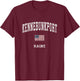 Kennebunkport Maine ME Vintage American Flag Sports Design Women Kids Men T-Shirt - T-Shirt | Maroon