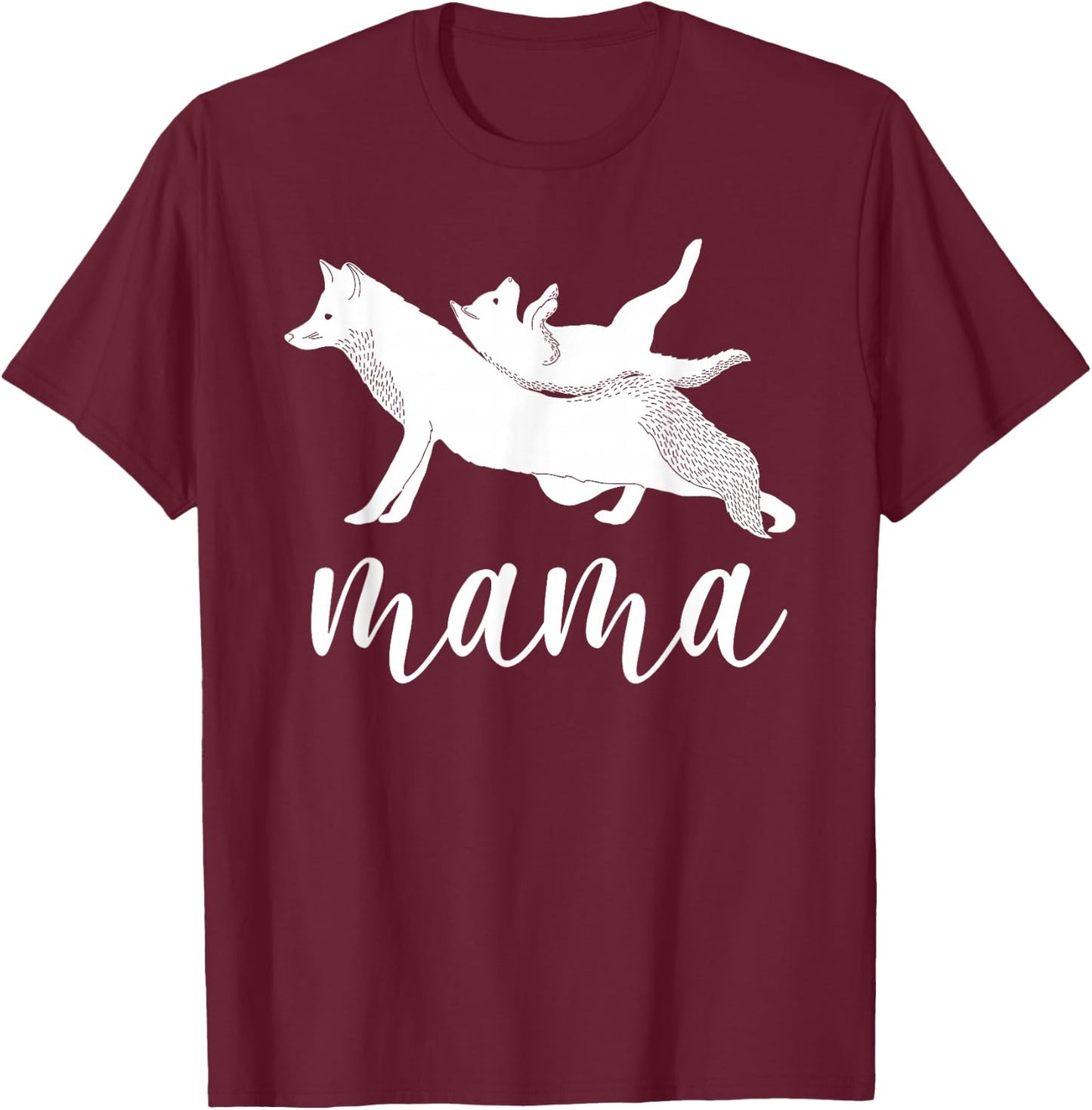 Mama Wolf & Baby Wolf Love for Mom and Kids - Mothers Day T-Shirt - T-Shirt | Maroon