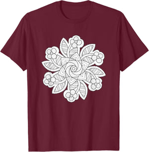 Quilted Mandala Coloring/Colorable T-Shirt - T-Shirt | Maroon