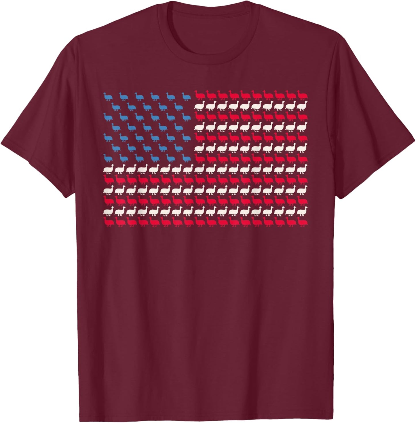 Guinea Fowl American Flag Pearl hen US 4th Of July USA Gift T-Shirt - T-Shirt | Maroon