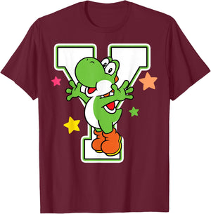 Super Mario Yoshi Stars Poster Graphic T-Shirt - T-Shirt | Maroon