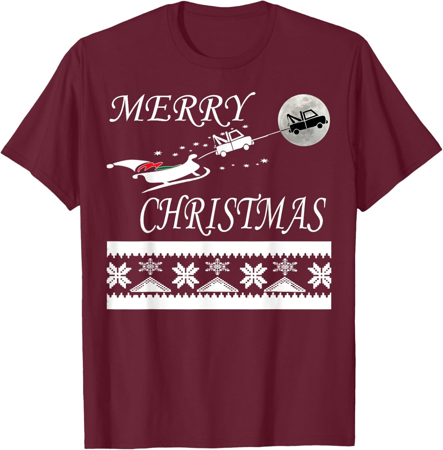 Funny Tow Truck Driver Christmas T Shirt Gift Repo Man T-Shirt - T-Shirt | Maroon