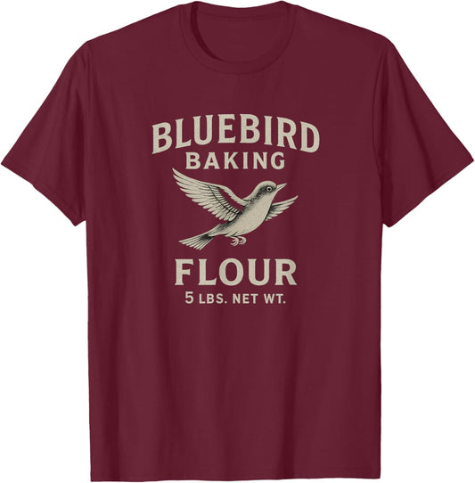 Vintage Bird Flour Label Homestead Baking Retro Country T-Shirt - T-Shirt | Maroon