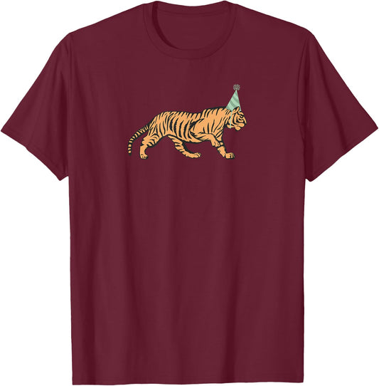Tiger Birthday , Tiger Animal Kids Birthday Shirt T-Shirt - T-Shirt | Maroon