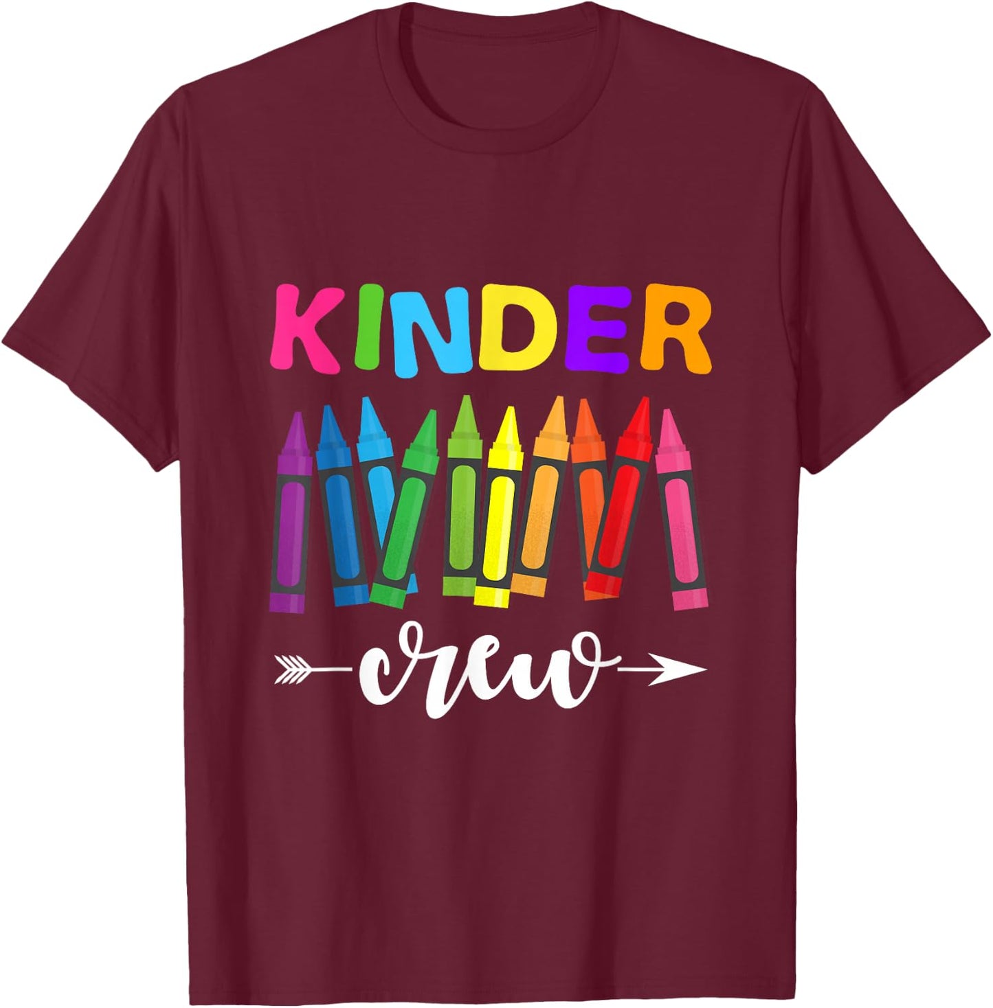 Kinder Crew Kindergarten Teacher 1st Day of School T-Shirt - T-Shirt | Maroon
