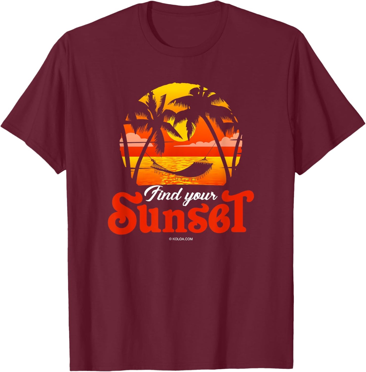 Find Your Sunset Hammock Logo T-Shirt - T-Shirt | Maroon