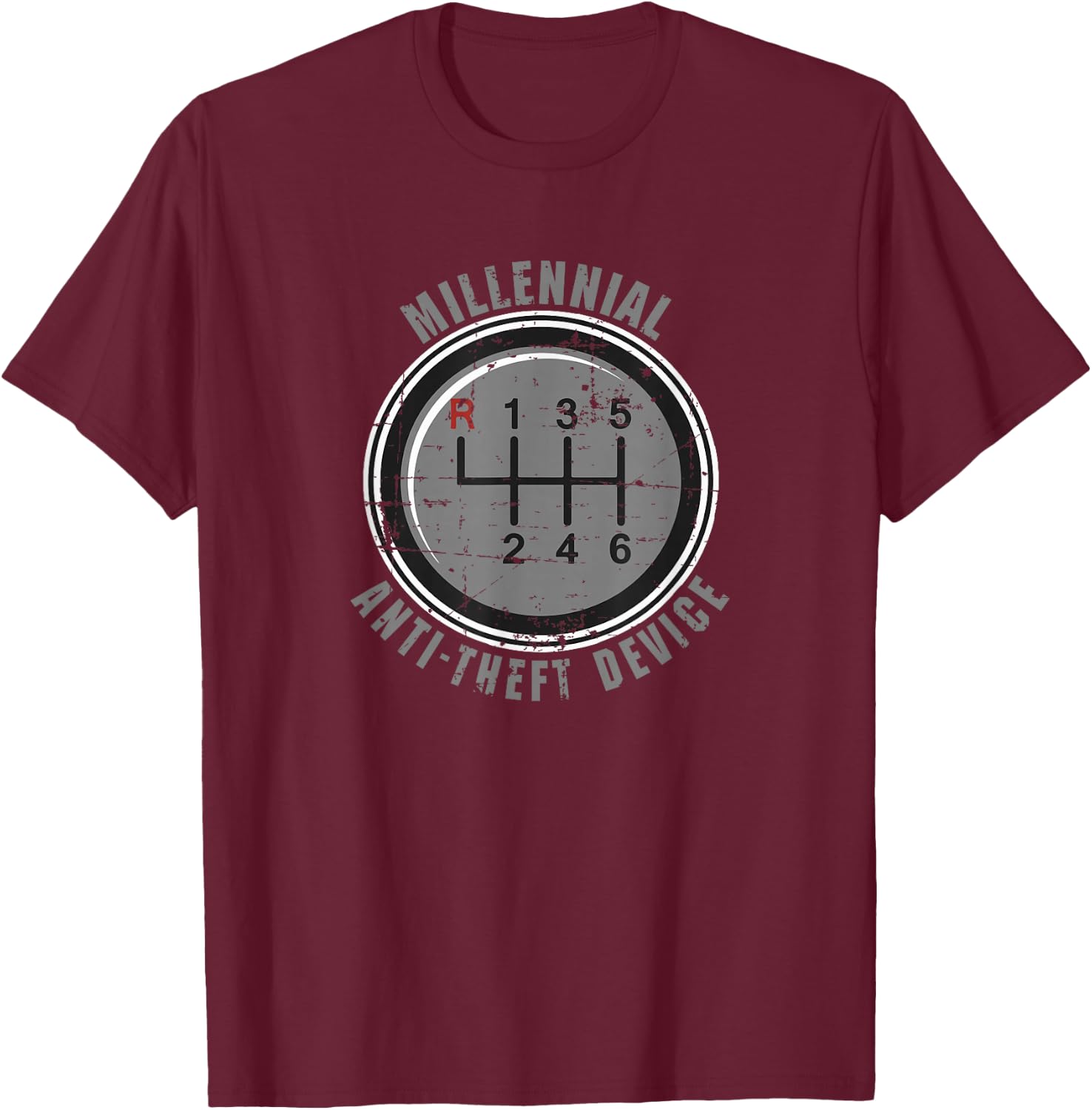 Manual Gear Box Millennial Anti-Theft Device T-Shirt - T-Shirt | Maroon